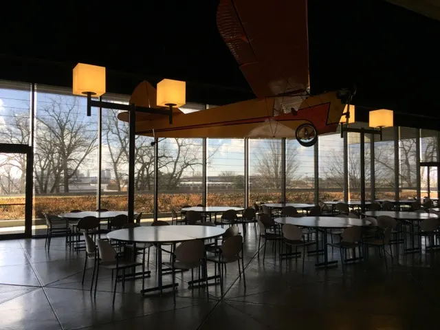 hanging airplane on the top floor