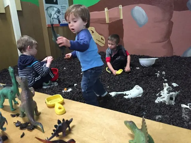 digging for dinosaurs at Little Buckeye Museum in Mansfield Ohio