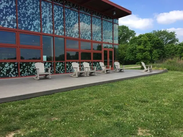 chairs along the deck of the Nature Center