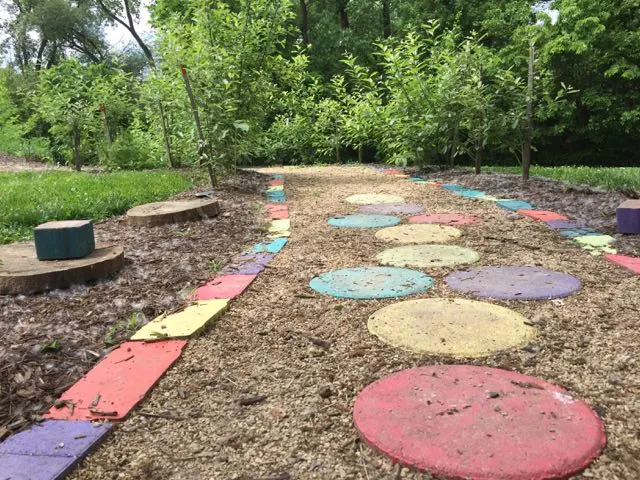 colorful walking path outside the nature center