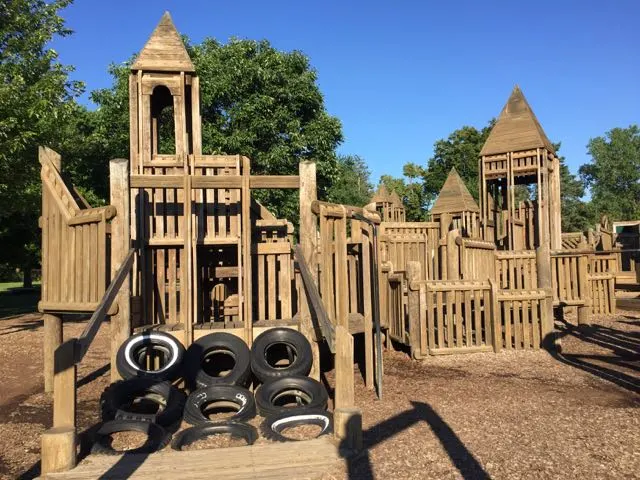 play structure at the Castle Park in Upper Arlington, Ohio.