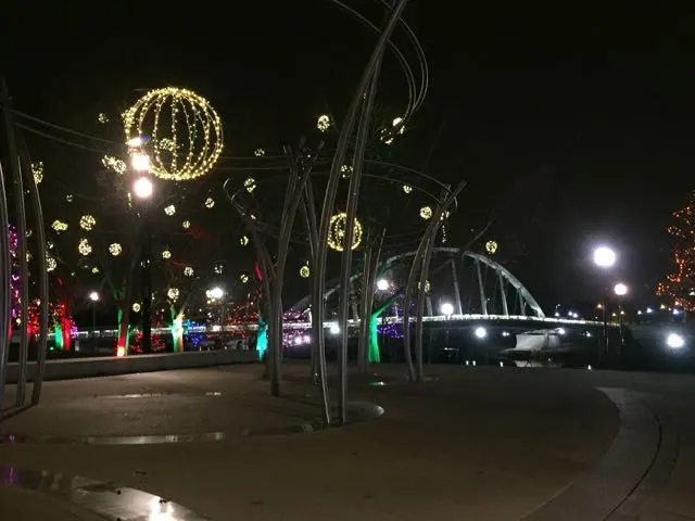 Christmas lights at Bicentennial Park on the Scioto Mile