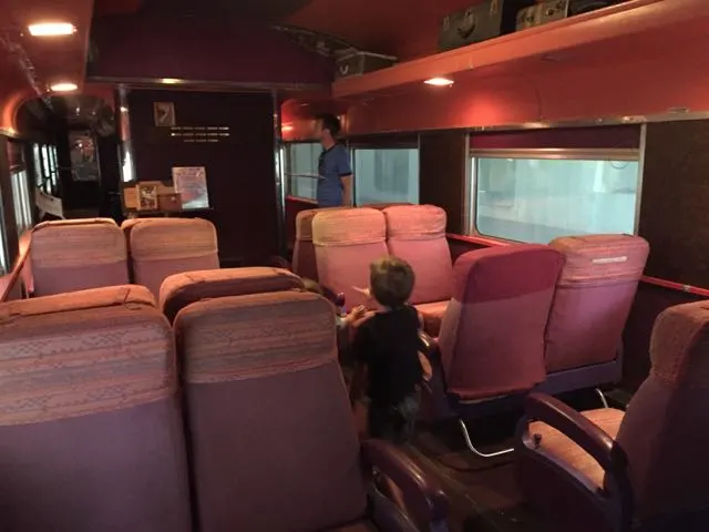 inside a train car at the NKP Railroad Museum