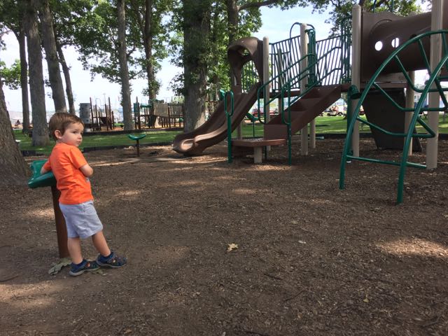 A boy on the playground at Put-in-Bay.