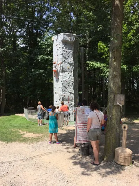 The climbing wall at Perry's Fun Center.