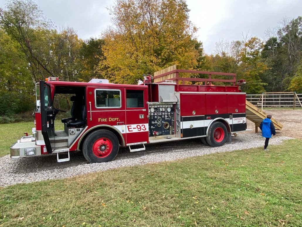 It's free to play on the Fire Truck on the playground at Olentangy Caverns.