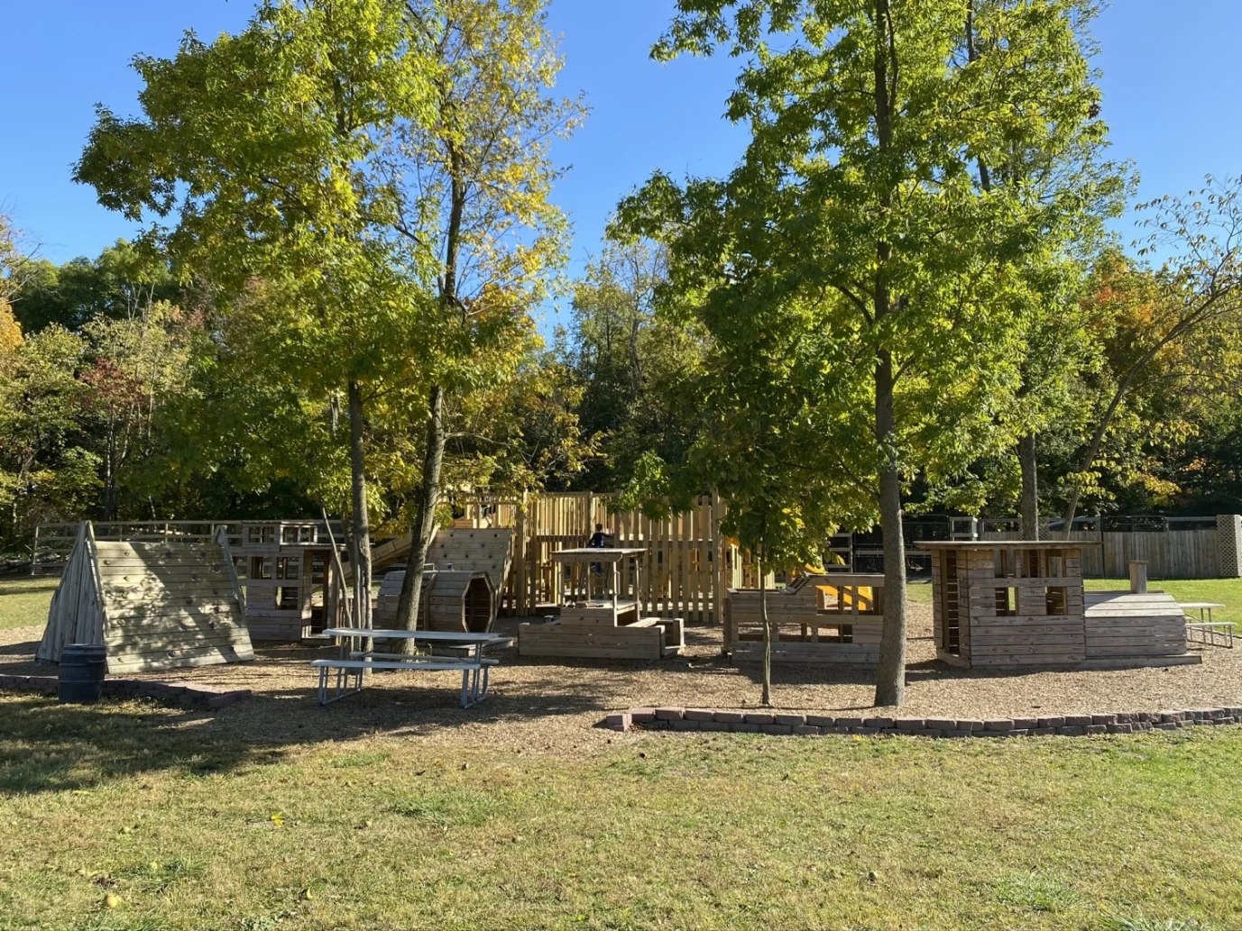 wooden playground structures at Olentangy Indian Caverns