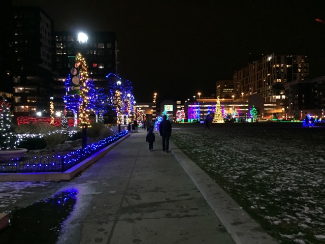 Christmas lights at Columbus Commons