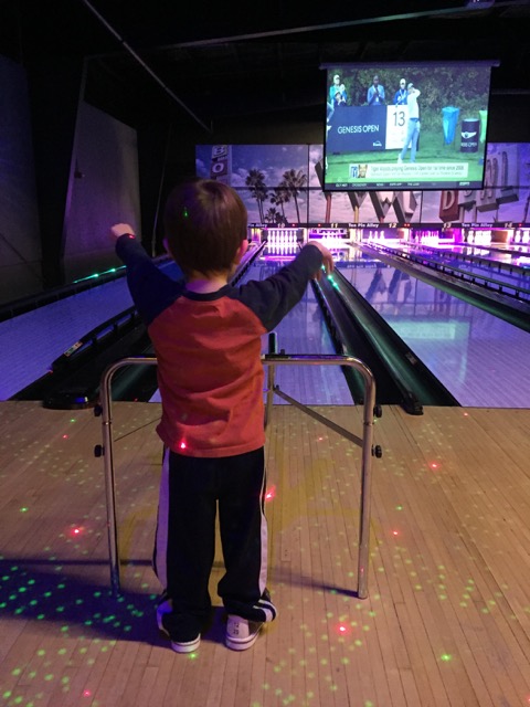 kid bowling at Ten Pin Alley