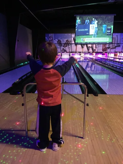 kid bowling at Ten Pin Alley
