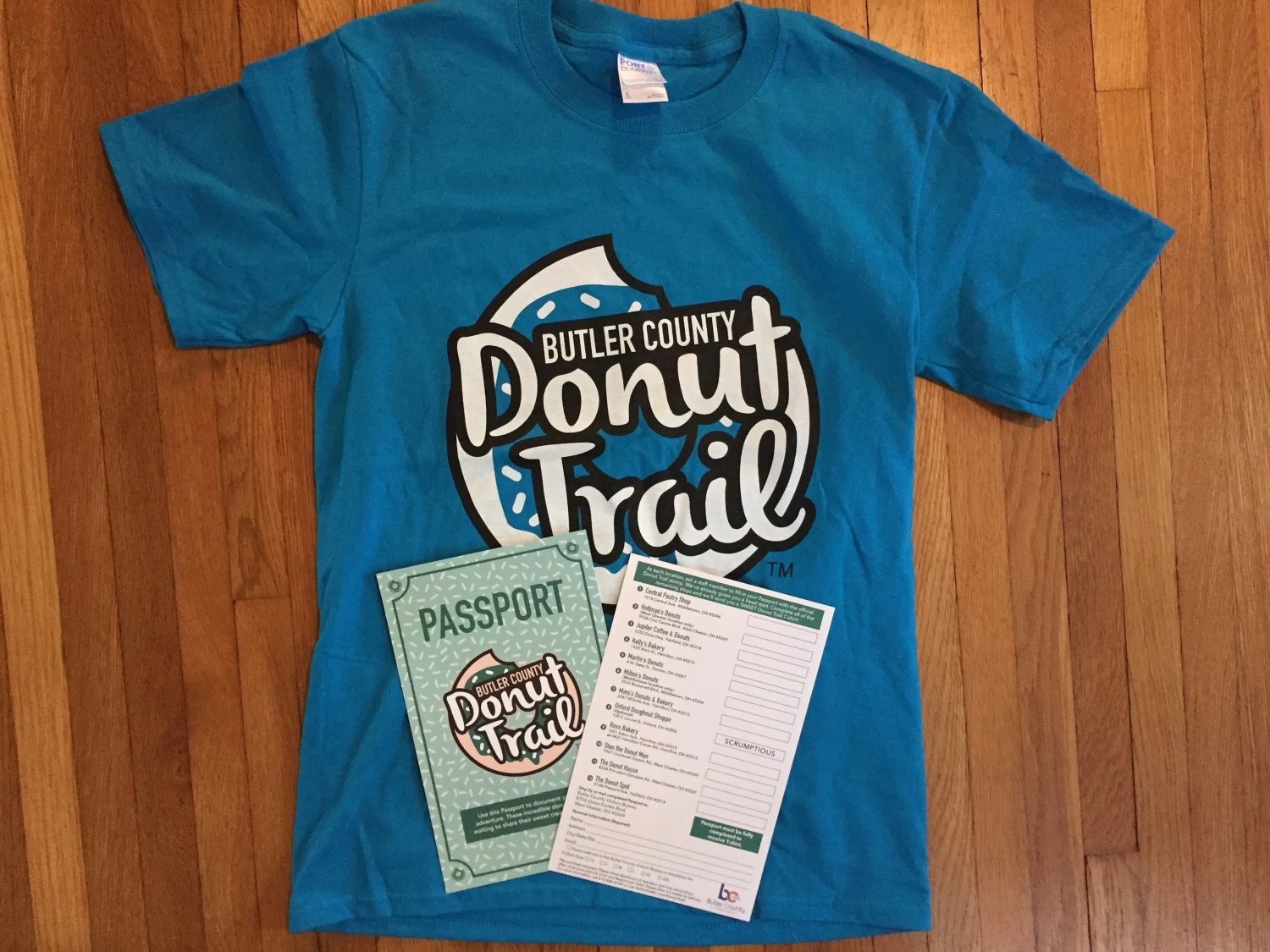Butler County Donut Trail t-shirt and passport