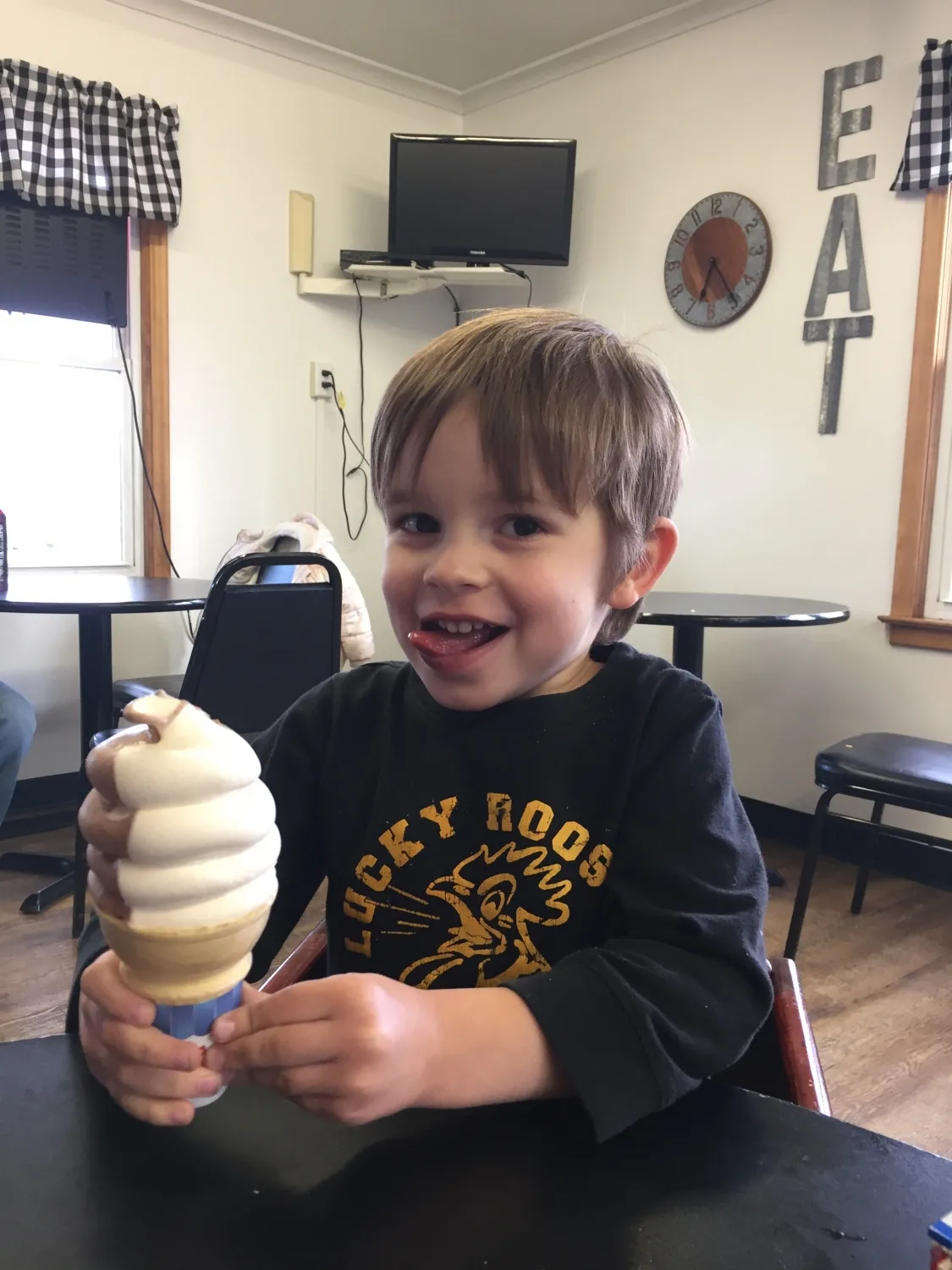 boy eating ice cream at Tony's Coneys, Columbus, Ohio