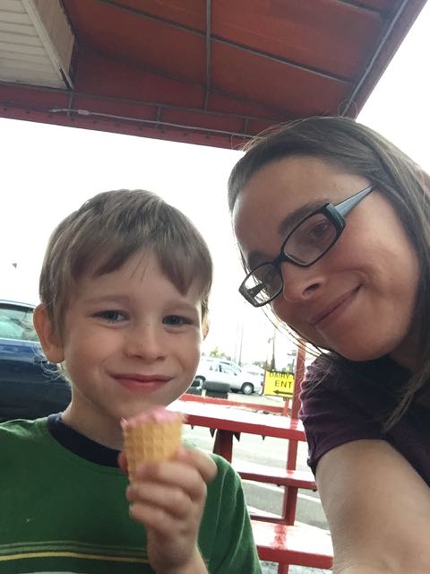 boy eating ice cream at Hilltop Dairy Twist, Columbus, Ohio