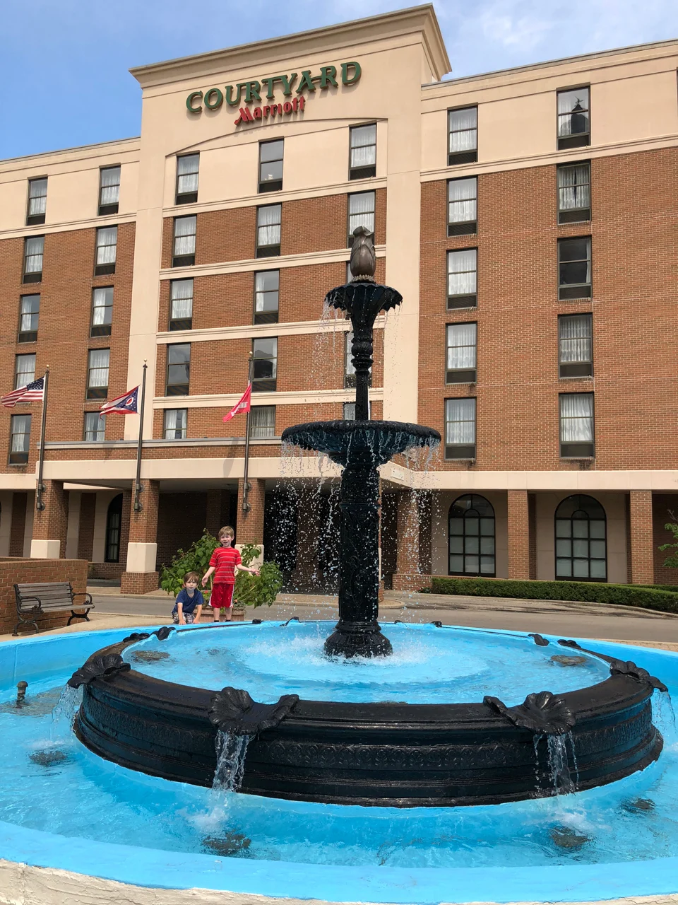 Fountain outside Courtyard Marriott in Springfield, Ohio
