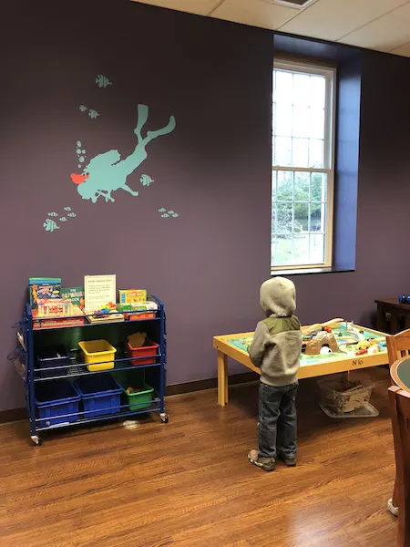 kid playing with toys at library in Lancaster, Ohio