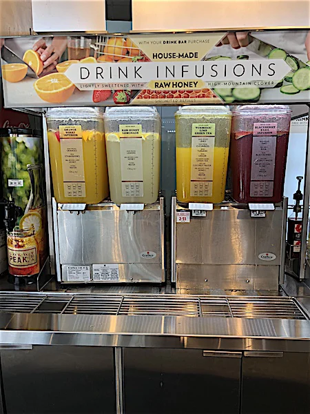 drink infusions at Cafe Zupas at Easton Town Center, Columbus, Ohio
