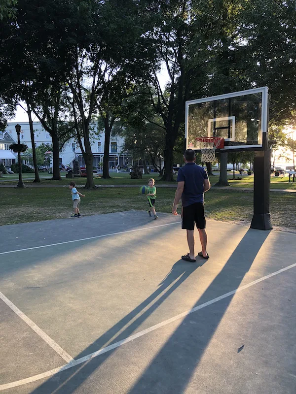boys playing basketball in Lakeside, Ohio