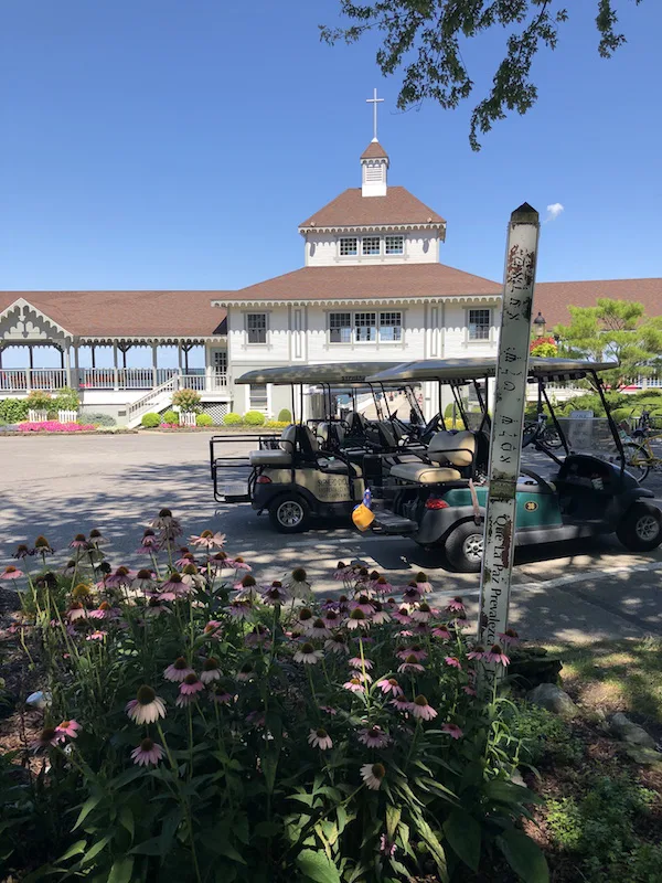 golf carts and flowers at lakeside, Ohio
