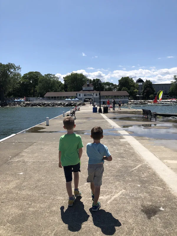 boys on the dock at Lakeside, Ohio