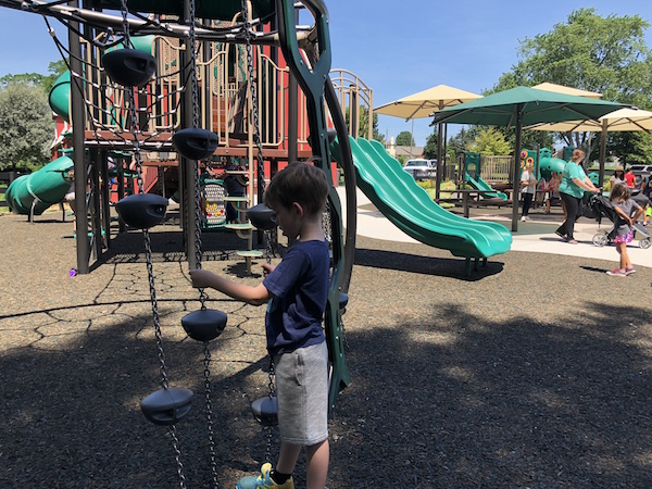 boy playing at Gantz Park in Grove City, Ohio