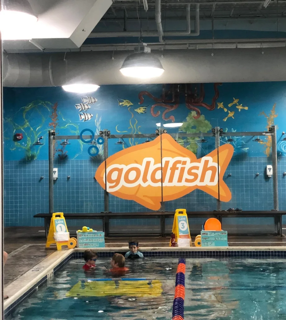 boys in the pool at Goldfish Swim School Dublin, Ohio