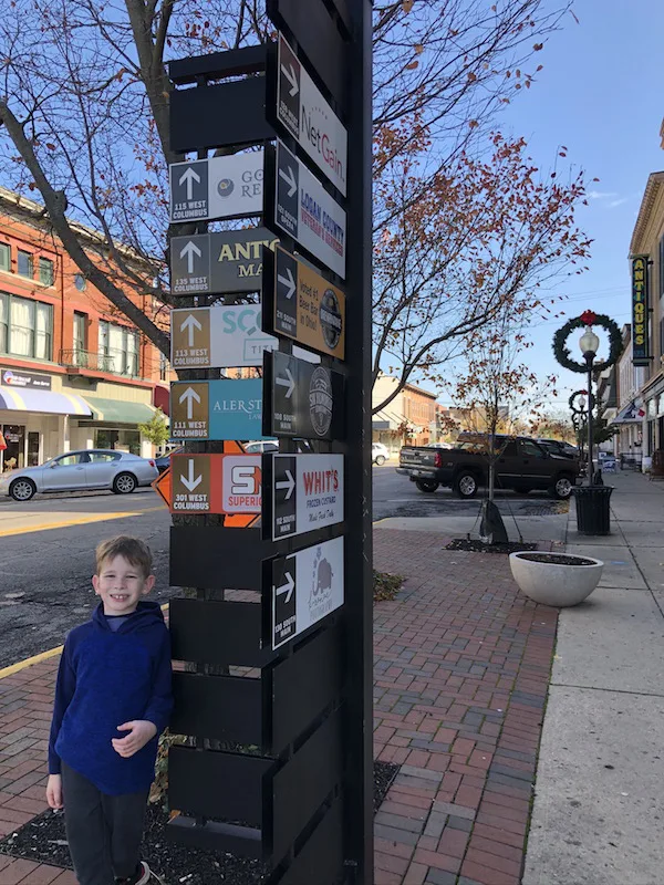 child in downtown Bellefontaine, Ohio