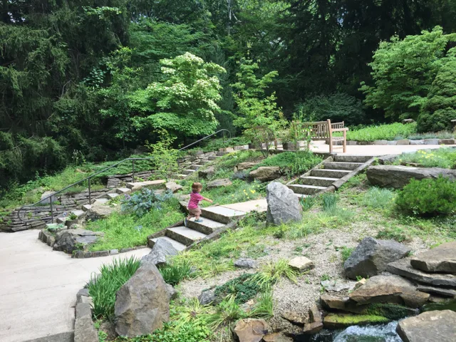 walking path and steps in Inniswood Metro Gardens