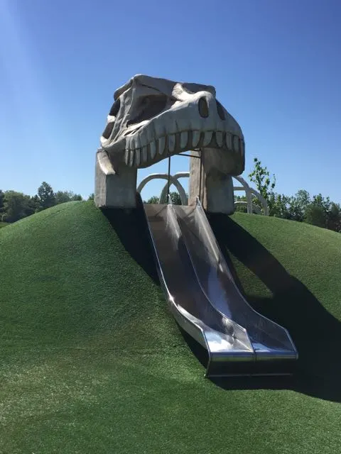 dinosaur park with a dinosaur slide in Delaware Ohio