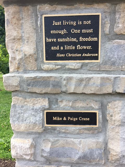 Quote on a stone column in the Park of Roses
