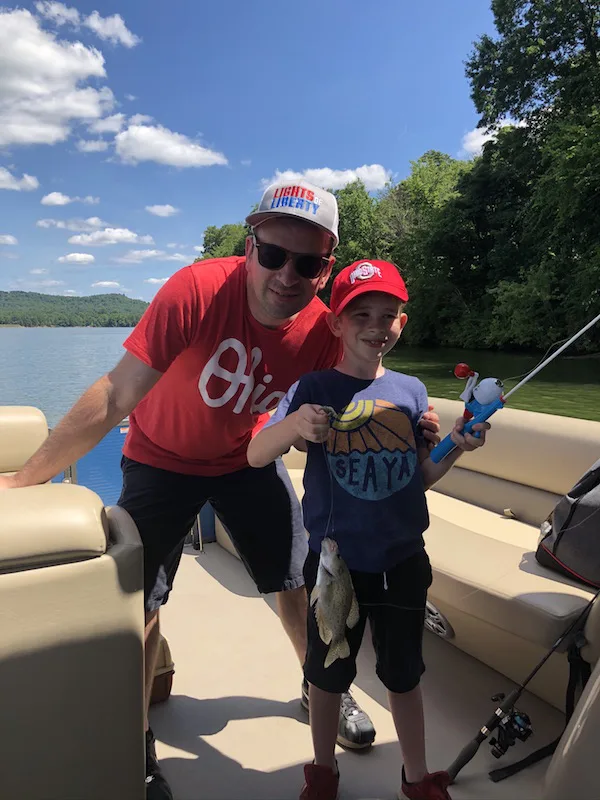 father and son fishing at Seneca Lake Ohio