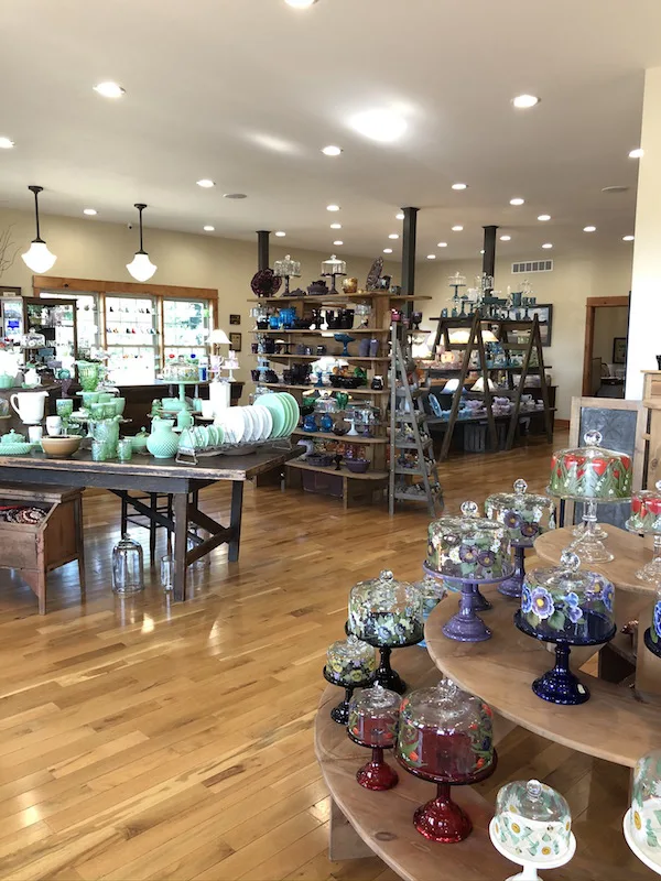 the gift shop at Mosser Glass in Cambridge, Ohio