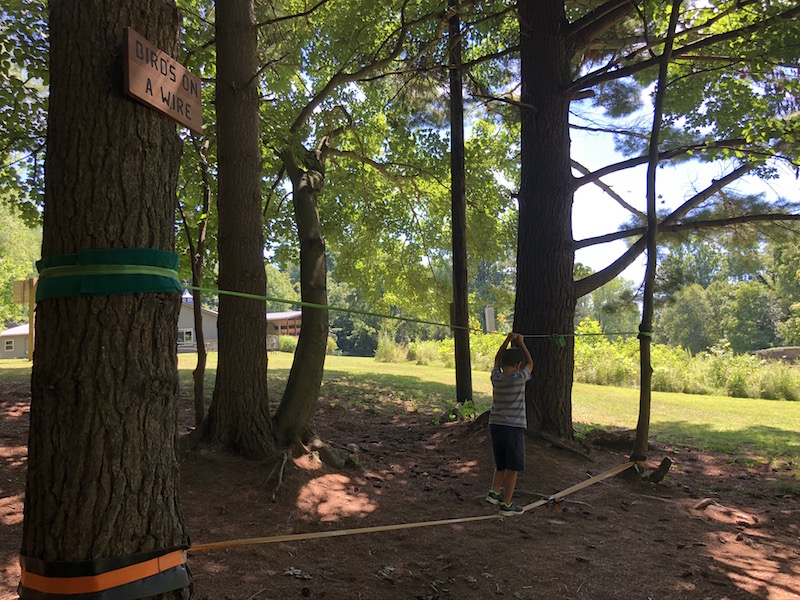 boy on two wires at the Naturescape Play Area