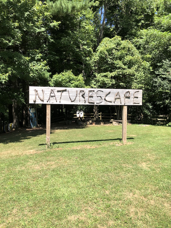 the sign for the Naturescape Play Area at the Ohio Bird Sanctuary
