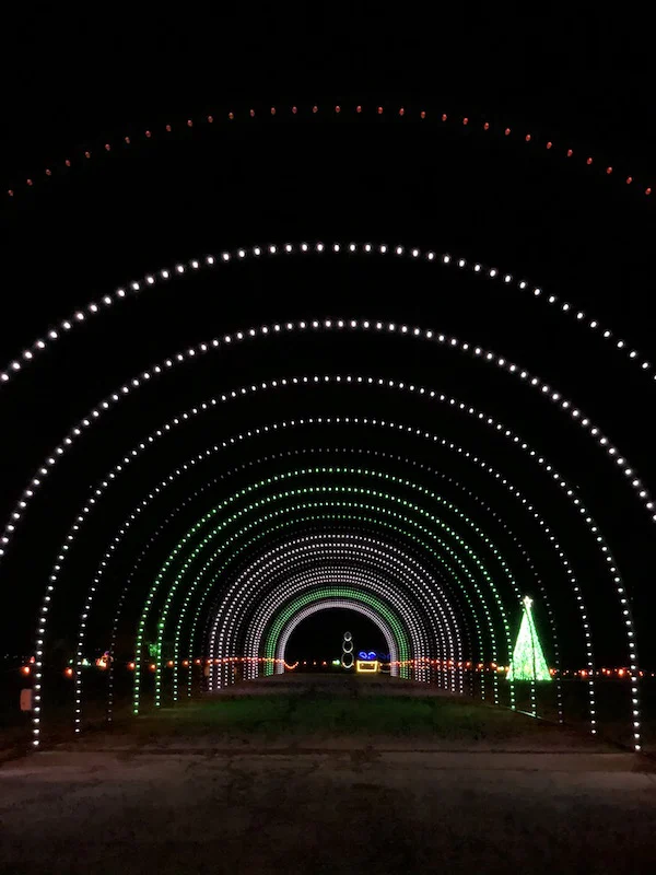 drive-through holiday light tunnel at WonderLight's Christmas in Hebron, Ohio