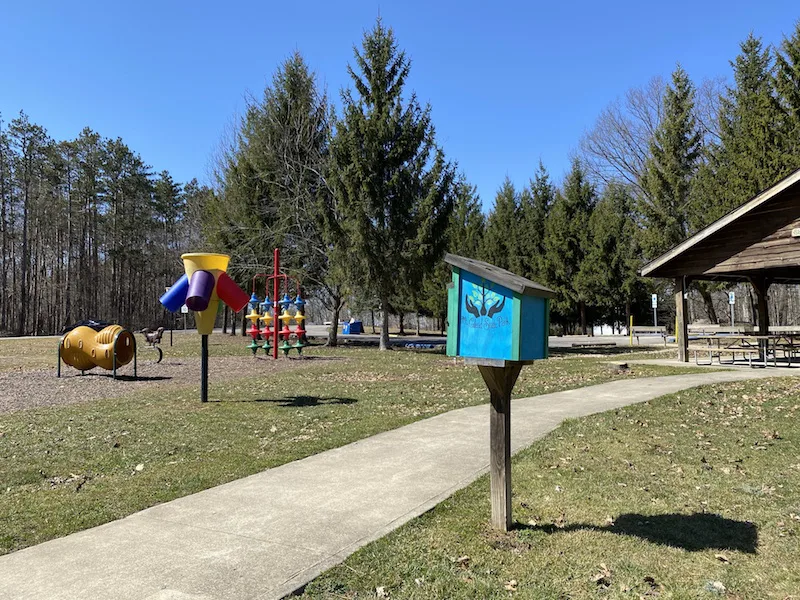 playground and pavilion at Mt. Gilead State Park Camping Area.