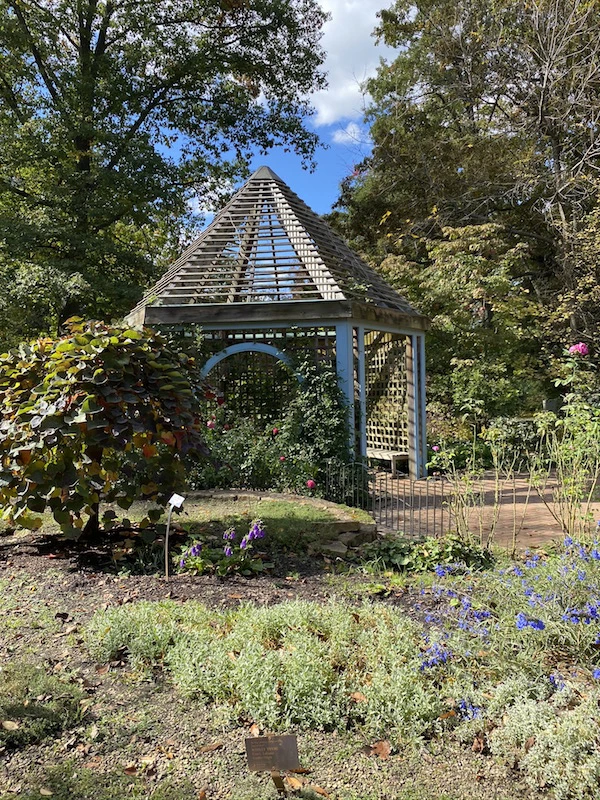 gazebo and flowers in The Herb Garden at Inniswood Metro Gardens, Westerville Ohio