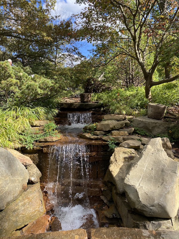 waterfall in the Woodland Rock Garden area at Inniswood Metro Park