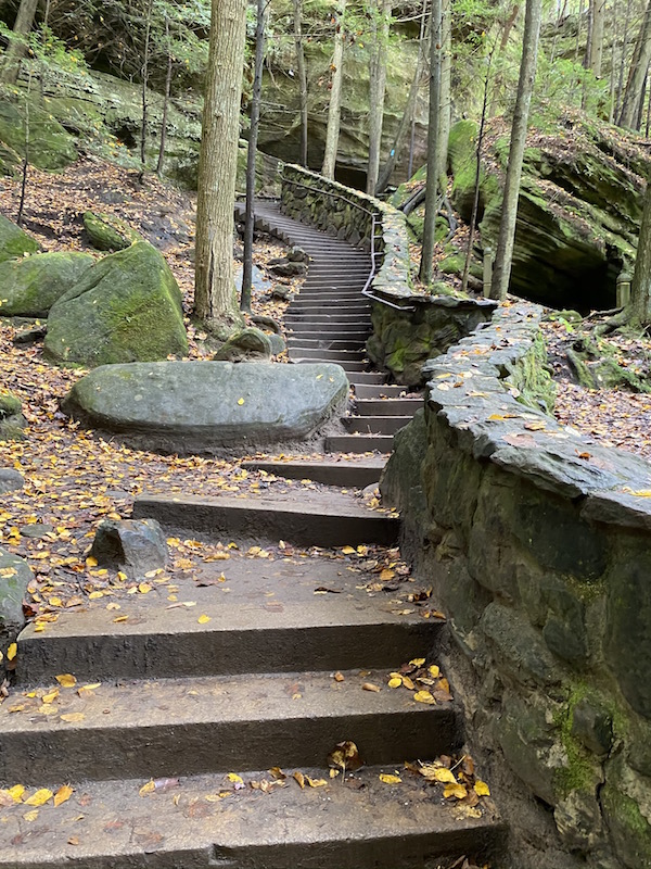 man made steps heading up the side of the gorge