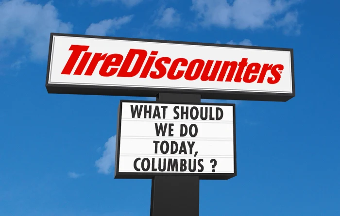 Tire Discounters store sign.