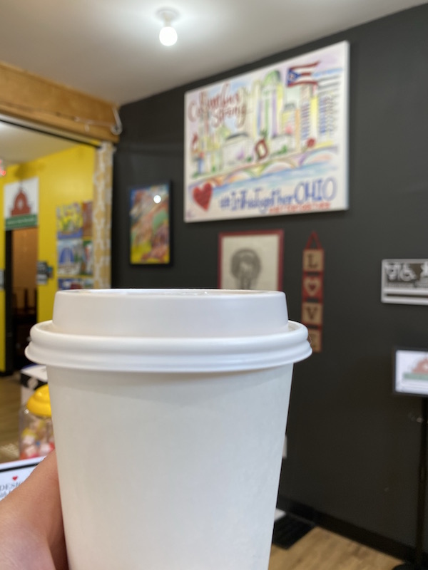 A cup of coffee at Community Ground Coffee Shop.