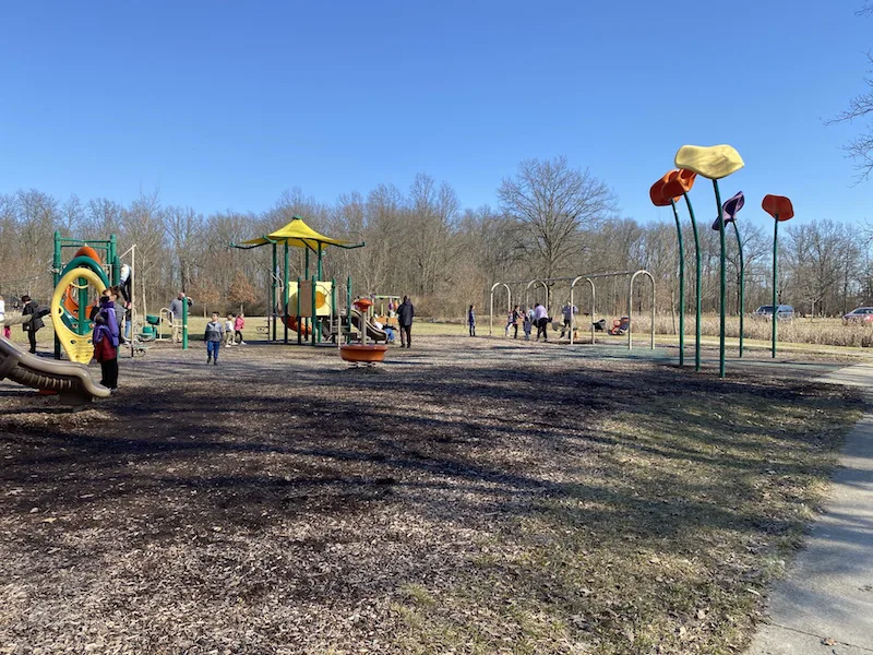 people and kids on the playground at Hannah Park in Gahanna.