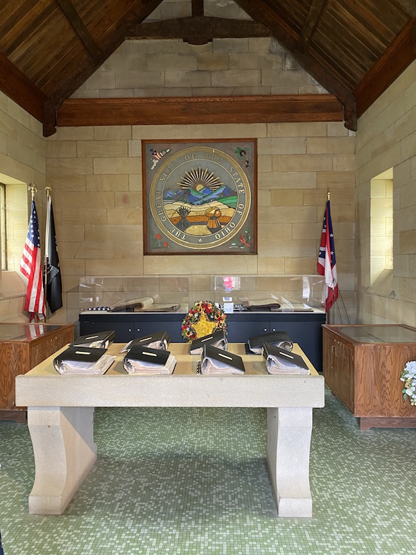 Inside the Ohio Memorial Forest Shrine at Mohican State Park.