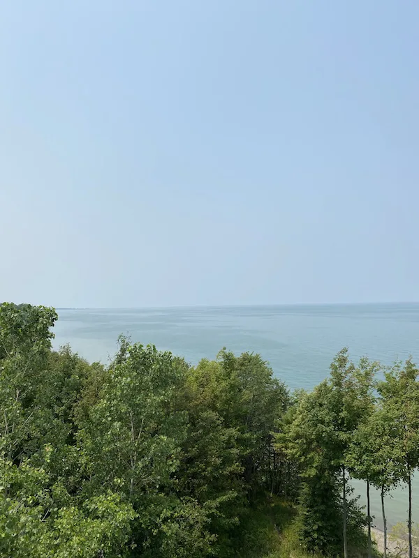 view of Lake Erie from the Coastal Observation Tower at Lake Erie Bluffs.