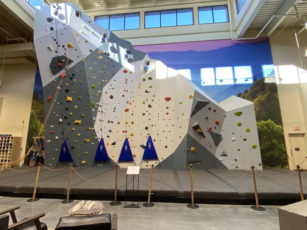 Climbing wall at Public Lands in Columbus, Ohio.