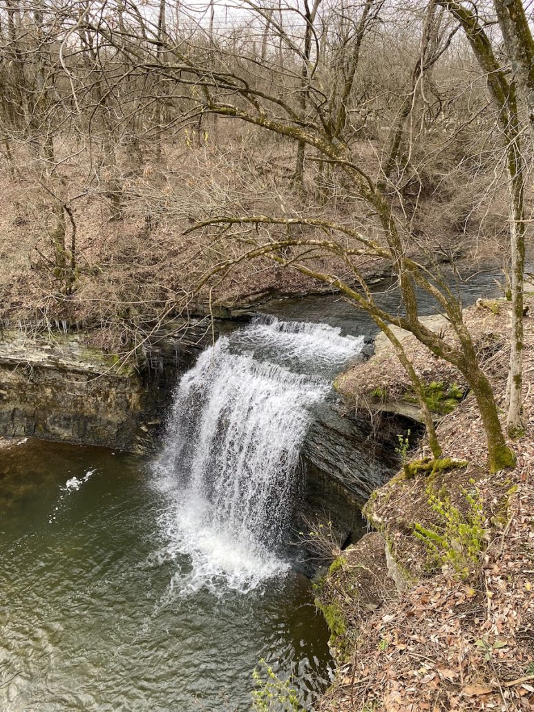 Millikin Falls as seen from the upper viewing deck at Quarry Trails Metro Park in Columbus, Ohio.