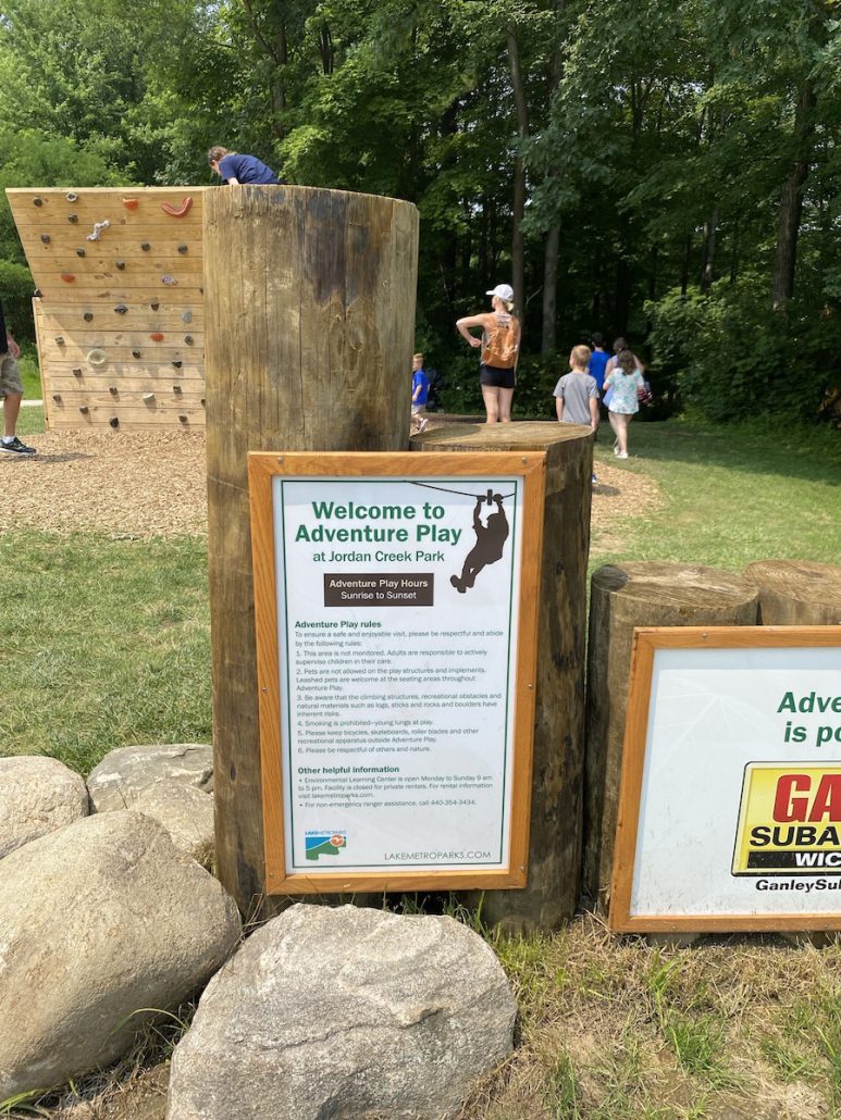 Adventure Play Sign at Jordan Creek Park.