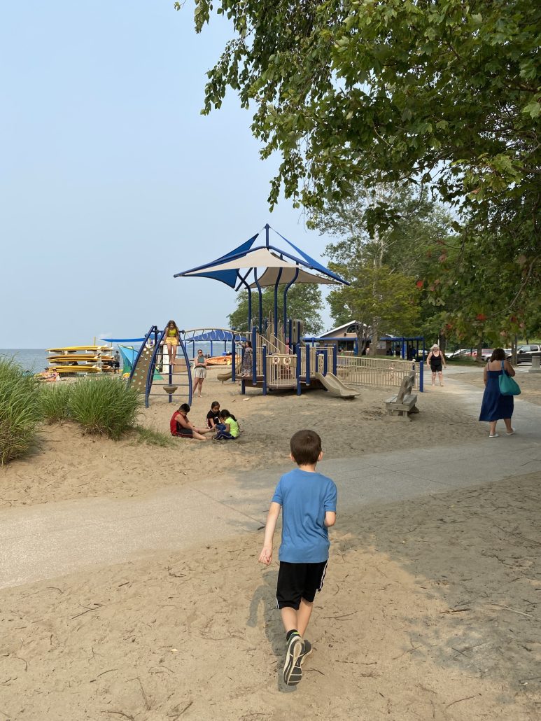 Playground area at Fairport Harbor Beach in Lake County.