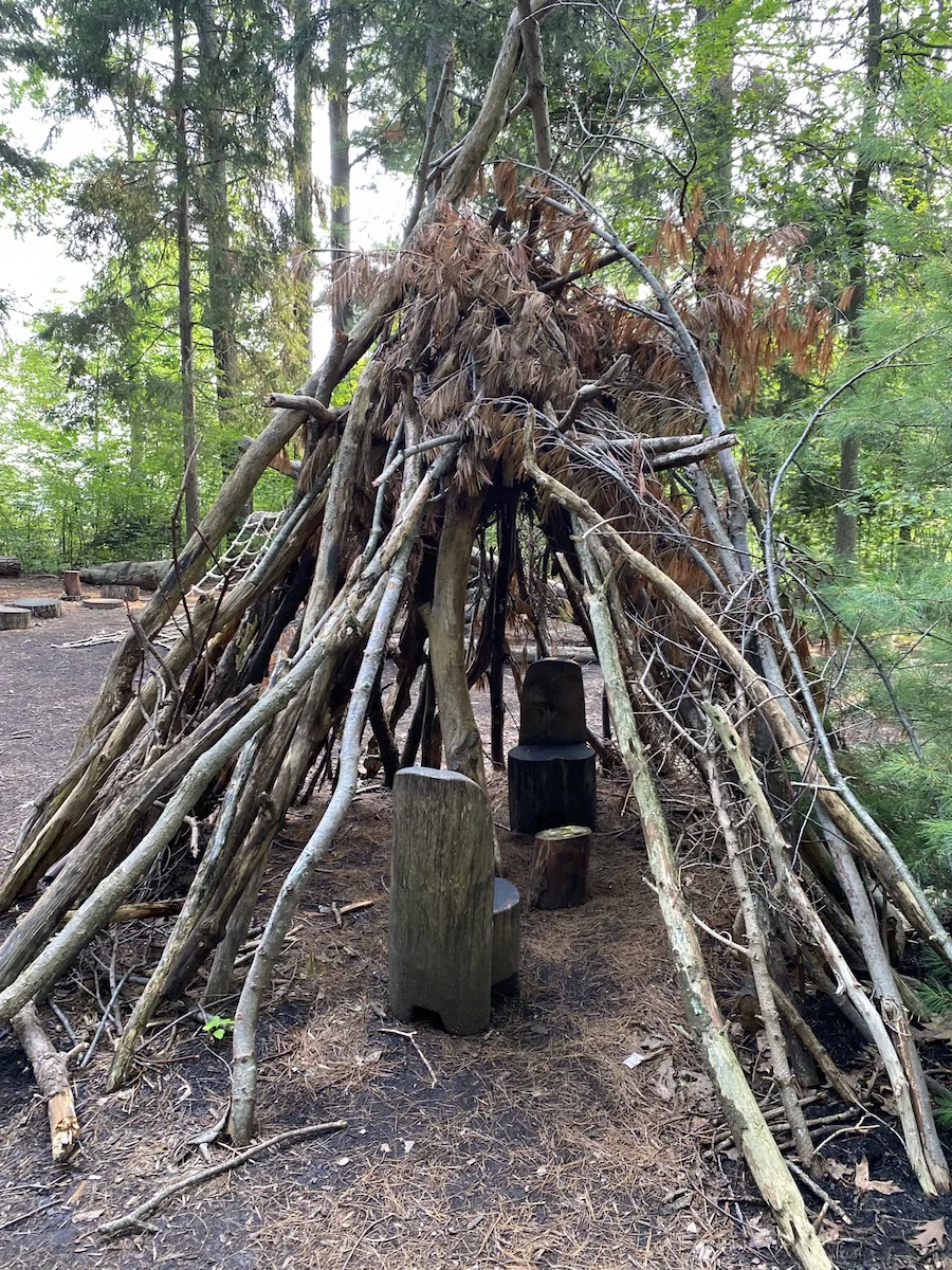 A fort for kids to play in at Cleveland Arboretum.