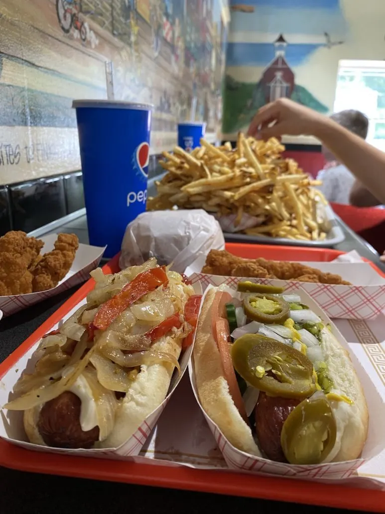 Hot dogs and fries at Scooter's World Famous Dogs in Mentor, Ohio.