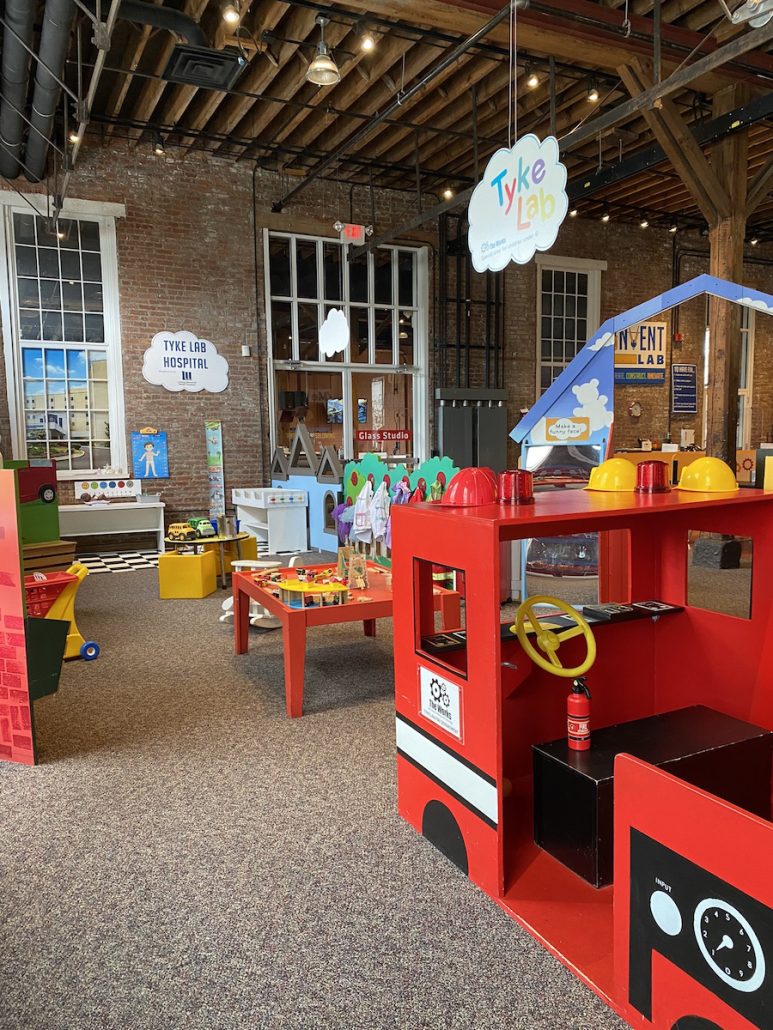 Tyke Lab play area for toddlers at The Works in Newark, Ohio. One of the fun things to do in Newark, Ohio.